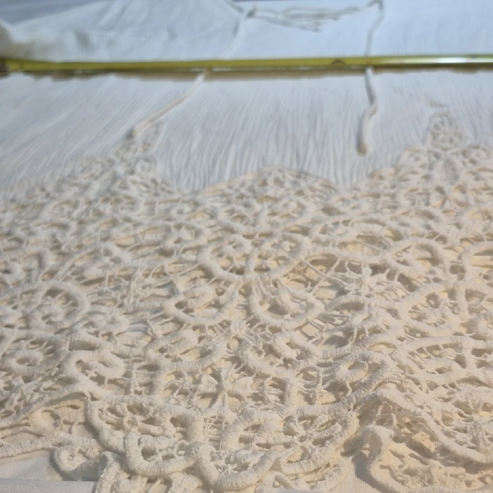 Cato Womens XL Cream Lace Trim Blouse With Flowing Sleeves - Picture 13 of 14